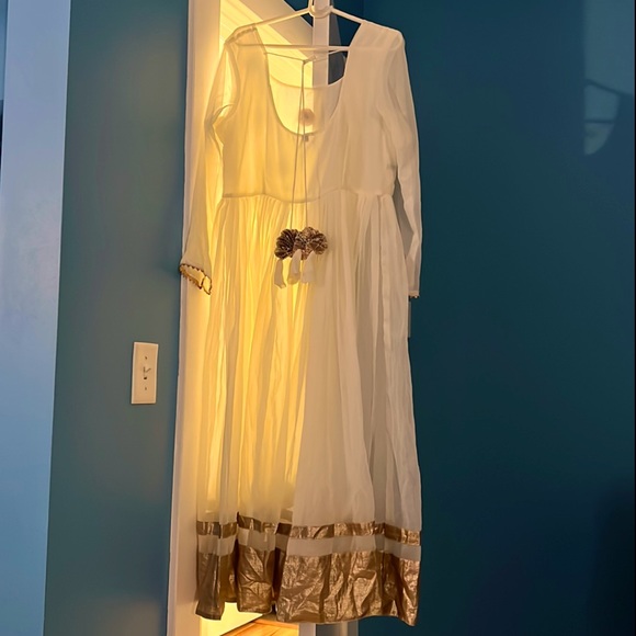 Georgette anarkali Indian Pakistani dress with Pant & Duppata - Picture 3 of 7